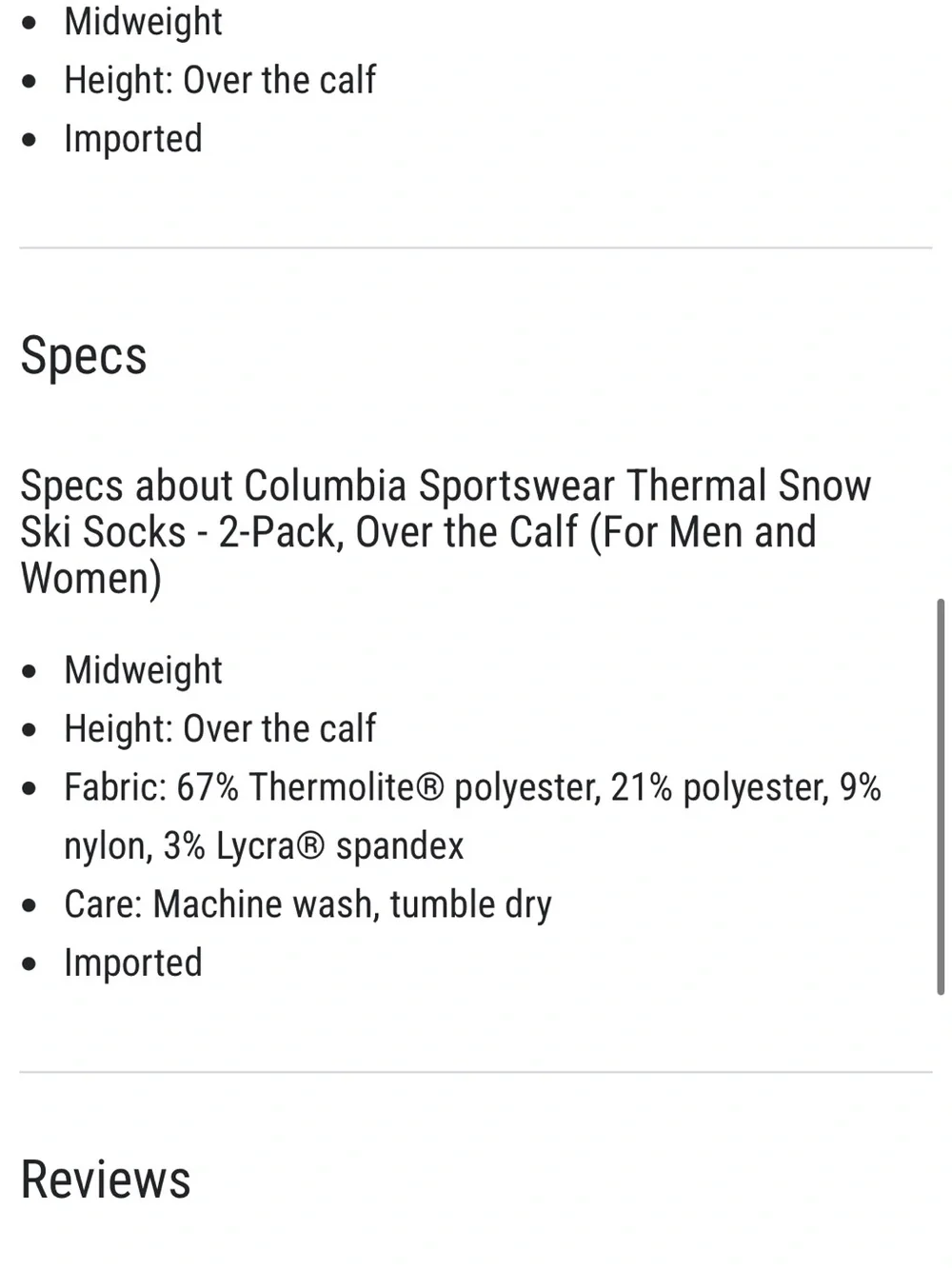 Youth Columbia Sportswear Thermal Snow Ski Socks 2 Pack , Over the Calf Unisex